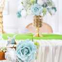 Floweroyal Artificial Flowers Combo Teal Blue Flowers Mix Silk Flowers Dahlia Roses with Stems for DIY Wedding Bridal Bouquets, Baby Shower, Floral Arrangement, Table Centerpieces, Home Decorations.