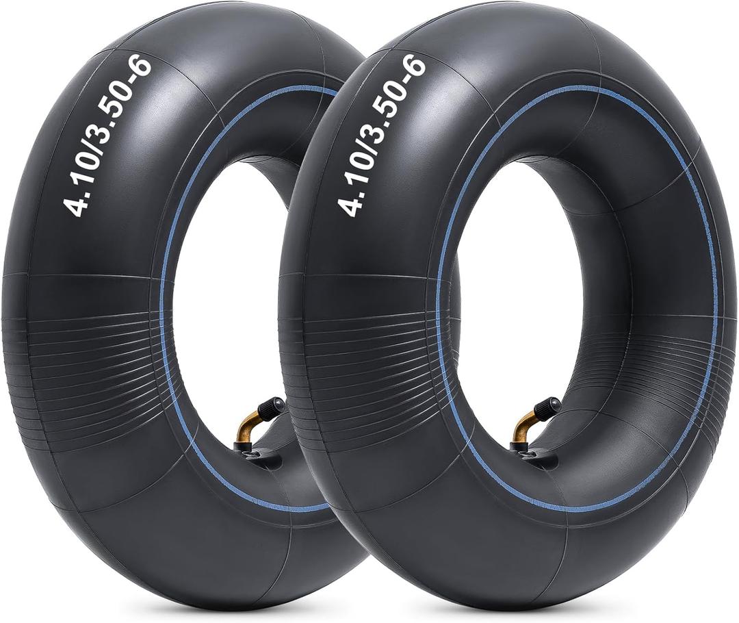 Heavy Duty 4.10 Thick 40% Inner Tube, 13x4.00-6 Tube with TR87 Bent Valve Stem for Wheelbarrows, Snow Blowers, Wagons, Carts, Hand Trucks, Lawn Mowers, Tractors and More (2 Pcs)