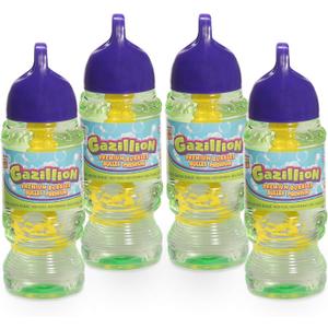 Gazillion Bubbles 10 oz. 4-Pack + 4 Multi Bubble Wands, Non-Toxic, Long-Lasting Bubbles, Great for Kids Parties, Ages 3+