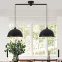 Pendant Lights Kitchen Island, 2-Pack Dome Pendant Light Black and Gold Light Fixtures Industrial Vintage Hanging Pendant Lighting for Farmhouse Dining Room Restaurant Cafe Entryway