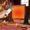 300W Chicken Coop Heater, Double Sided Heating with Adjustable Temperature Remote Control & Timer Function, Hanging Chicken Coop Heater for Winter Warmth, Includes Gloves and Chew-Proof Cord