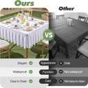 Shillance 34x34 Inch White Spandex Square Tablecloth,Wrinkle Free White Fitted Table Cloth for Square Tables,Washable Pleated Table Cover for Wedding Birthday Cocktail Party Buffet Dinner Camping