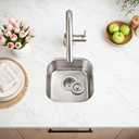 ORLANDO 13x13 inch Undermount Bar Sink – 18 Gauge 304 Stainless Steel Single Bowl small Kitchen Sink with Basket Strainer for Wet Bar, RV & Kitchen Island, 13-3/8''x13-3/8''x7''