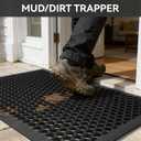 RESARE Front Door-Mat Outside Entrance, 36"x24" Rubber Doormat Non Slip Waterproof, All Weather Welcome Matt-Outdoor Dirt Trapper Mud Mat Heavy Duty Door-Mats for Garage, Entryway (Black), 24"x36"