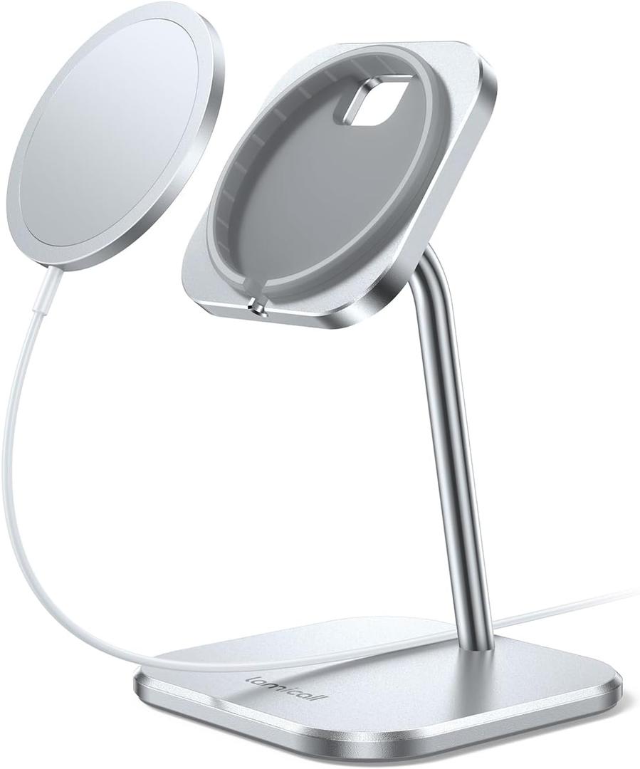 Lamicall Aluminum Phone Stand for Apple 25W MagSafe Charger - [Charger Not Included] 360 Rotation Adjustable Charging Holder Dock for Desk, Compatible with iPhone 17, 16, 15, 14, 13 Pro Max Plus Air