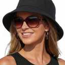 HONGTEYA Bucket Sun Hats for Woman Men Cotton Packable Summer Beach Sun Bucket Hats for Women Men Fishing Outdoor Vacation (Black)