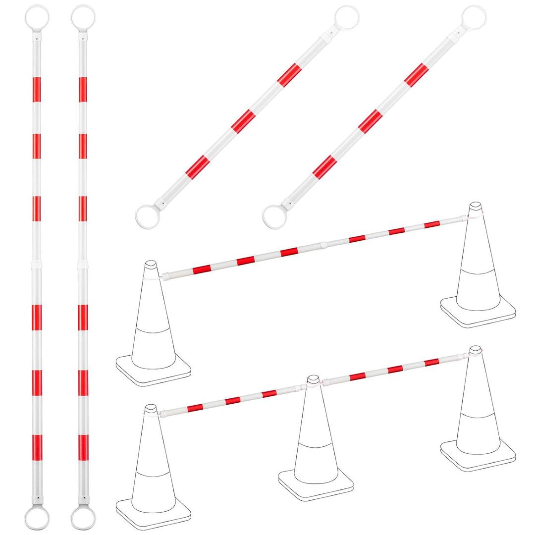 Kanayu 4 Pcs 4-6.9 ft Retractable Cone Bar Extendable Traffic Safety Cone Bar with Reflective Film Barricade for Parking, Road Construction,Cone Not Include (Red, White)