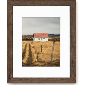 Fun Memories 16x20 Picture Frame, Solid Elm Wood Picture Frame with Tempered Glass, 16 x 20 Frame matted to 11x14, Rustic Picture Frames, 16x20 Picture Frames for Wall Decoration, Walnut, 1 Pack