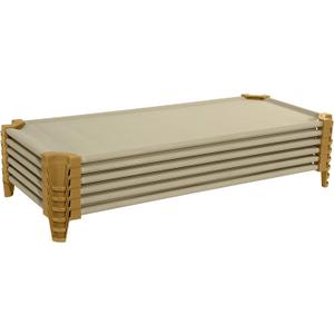 Wood Designs Stackable Daycare Cots for Kids, 52", Tan, Ready-to-Assemble Nap Cots for Sleeping - Preschool, Daycare, Kindergarten, 87800TN [Set of 6]
