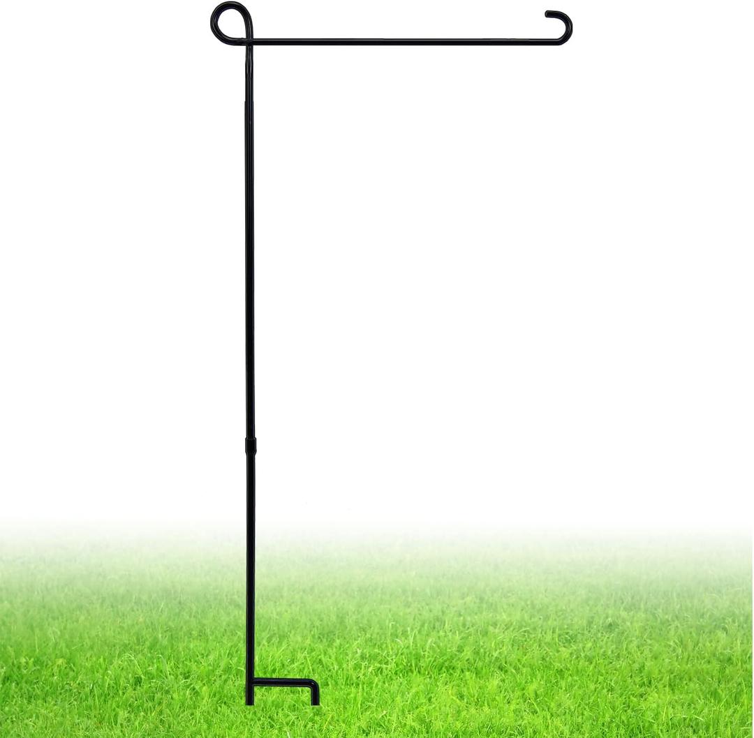 Garden Flag Stand, Thickened Pole Sturdy Straight Premium Metal Yard Flag Holder Weather-Proof Flagpole Seasonal Garden Flag, Christmas Garden Flag, Outdoor Decor Decoration (1PC, NO ACCESSORY)