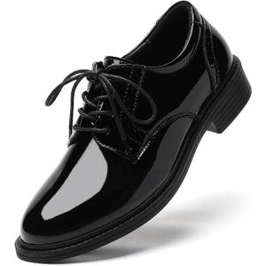 Oxford Shoes for Women Black Formal Lace up Flats Dress Saddle Work Office Ladies Business Casual Dressy Shoes (6.5)