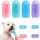 Dog Toothbrush 4 Pack Dog Tooth Brushing Kit Dogs Finger Toothbrush for Teeth Cleaning & Dental Care Cat Toothbrushs Doges Tooth Brush Puppy toothbrushs Pet Toothbrushes Finger Brush (Blue Green Pink Purple)