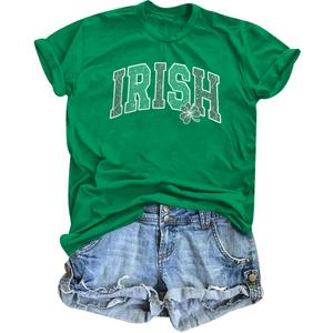St. Patrick Day Shirt Women: Irish Shamrock T Shirt Patrick Clover Shirts Green Graphic Tees Funny Sayings Tops (Green, L)