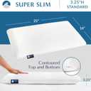 Bluewave Bedding Super Slim Gel Memory Foam Pillow for Stomach and Back Sleepers - Thin, Flat Design for Cervical Neck Alignment and Deeper Sleep (3.25-Inches Height, Standard Size)