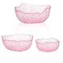 ZEAYEA Set of 2 Glass Salad Bowls, Pink Serving Bowls for Kitchen Prep, Decorative Large Candy Bowl, Irregular Shape Space Saving Nesting Set for Salad, Fruit, Snack, Dessert