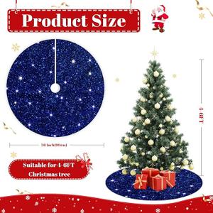 48In Black Tree Skirt Sequin Tree Skirts Christmas Velvet Xmas Tree Cover Skirt Glitter Tree Skirts Sparkle Shimmer Tree Skirt for Artificial Tree Christmas Tree Mat for Holiday Xmas Tree Decor Royal Blue