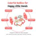 Baby Rattle Teether (2 in 1) Candy Shape with Animals Theme, Musical Learning and Lighting, BPA-Free, Safe Chewable, Soothing Toy, Best for Infants, Baby Shower, Birthday Gift (Pink)