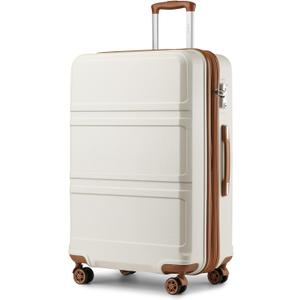 Kono 28 Inch Luggage Expandable Suitcase Lightweight with Spinner Wheels TSA Lock Hardside Large Checked Luggage Durable Rolling Suitcase Cream White