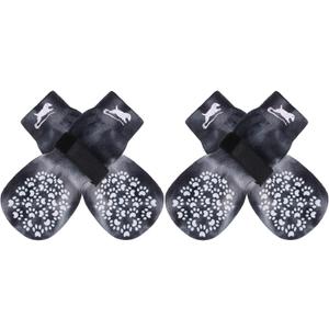 EXPAWLORER Anti Slip Dog Socks to Prevent Licking Paws, Dog Shoes for Hot Pavement, Dog Booties for Small Medium Large Senior Dogs, Traction Control Boots & Paw Protectors for Hardwood Floors (Large (4 Count), Tie-dye BalckWhite)
