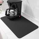 PoYang 17"x12" Coffee Mat Small, Coffee Bar Accessories for Countertop, Absorbent Dish Drying Mat, Anti-Slip and Hide Stain Pad for Espresso Machine, Espresso Maker and Kitchen Counter, Black