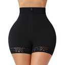 FeelinGirl Body Shaper Shorts Mid-Rise Butt Lifter Shapewear Tummy Control Waist Trainer for Women Black M
