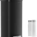 SONGMICS Kitchen Trash Can, 18-Gallon Stainless Steel Garbage Can, with Stay-Open Lid and Step-on Pedal, Soft Closure, Tall, Large and Space-Saving, Black ULTB520B68