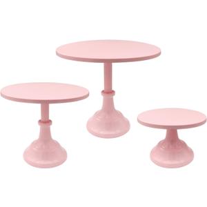 3 Pcs Pink Cake Stand Set - Metal Round 8" 10" 12" Tiered Display Stands Cupcake Dessert Stands for Birthday, Wedding, and Party Decorations, Baby Shower