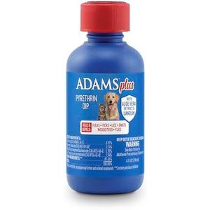 ADAMS Plus Pyrethrin Flea Dip for Dogs and Cats, Kills and Repels Fleas, Ticks, Lice, Gnats, Mosquitoes and Flies, for Dogs, Cats, Puppies, & Kittens, 4 Fl oz