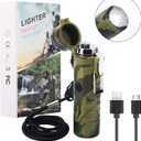 Flashlight with Plasma Lighter, Igniter and Flashlight 2 in 1, USB Rechargeable Outdoor Camping Waterproof and Windproof Lighter, Kitchen Flameless Arc Lighter, For BBQ, Candles, Cigarettes