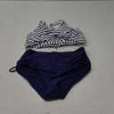 Aqua Eve Women High Waisted Bikini Twist Front Swimsuits Lace up Bikini Tops Ruched Push up 2 Piece Bathing Suits Navy Striped M