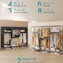 SONGMICS Portable Closet, Fabric Wardrobe, Clothes Rack with Shelves, Pockets, Large Capacity, 4 Hanging Rods, 74.4 x 17.7 x 70.9 Inches, Black URYG011BZ02