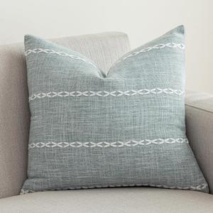 vctops Rustic Striped Cotton Linen Decorative Throw Pillow Cover Embroidery Square Cushion Cover Pillowcase for Sofa Bedroom Couch (Stripe Grey, 20"x20")