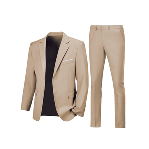 Mens Slim Fit 2 Piece Suit Two Button Notched Lapel Solid Suit Jacket Pants Set Tuxedo for Prom,M