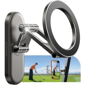 Upgraded Magnetic Golf Cart Phone Holder, [Tri-fold+All Alloy] Golf Gifts for Men Him, Mens Valentines Day Gifts for Him, 2026 Golf Cart Accessories Compatible with MagSafe iPhone 17-12 for Club Car (Black)