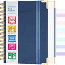Spiral Notebook, 365 Page Hardcover College Ruled Notebook, 8.5" x 11", Large Leather Notebook Journal for Men Women, A4 Notebooks for Work School Notes, Journals for Writing, 24pcs Index Tabs, Blue