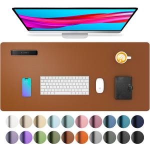 Aothia Leather Desk Pad Protector, Mouse Pad, Office Desk Mat, Non-Slip PU Leather Desk Blotter, Laptop Desk Pad, Waterproof Desk Writing Pad for Office and Home (Brown,23.6" x 13.7")