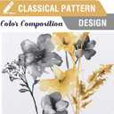 H.VERSAILTEX 100% Blackout Curtains 108 inch Length 2 Panels Set Cattleya Floral Printed Drapes Leah Floral Thermal Curtains for Bedroom with Black Liner Sound Proof Curtains, Grey and Yellow