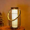 pearlstar Large Solar Powered Lantern Outdoor-Heavy Duty Metal Hanging Lights Decorative Solar Table Lamp Waterproof for Outside Patio Yard Garden Porch Tabletop Decor (Copper)