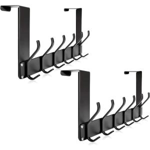 2Pack Foldable Over The Door Hanger, No Assembly Required Door Hanger Hook, Sturdy Over The Door Coat Rack, Over The Door Hooks for Hanging Clothes, Towels, Hats, Matte Black