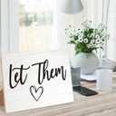Let Them Wooden Sign, Desk Signs for Office, Mental Health Decorations, Inspirational Desk Decor, Home Decor Living Room, Cubicle Decor, Coworker Gifts, Encouragement Gifts for Women Men Friend,12