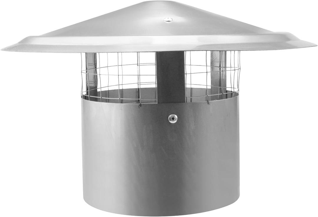 Semetall 6 Inch Round Chimney Cap,6 Inch Tapered Top Chimney Cap with Screen,Chimney Cap with Fastening Device for Stovepipe Finial,Stainless Steel