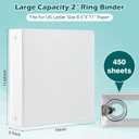 Heture 3 Ring Binder 2 Inch 6 Pack,2" Clear View with Round Rings, PVC-Free,Holds for 450 Sheets 8.5X 11 US Letter Size Paper, Durable White Binders Perfect for Office,School and Home