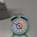 Peakeep Loud Analog Alarm Clock for Kids Learning Telling Time Teaching, 4.5" Twin Bell Alarm Clock Battery Operated for Heavy Sleepers Teenagers Kids(Aqua)