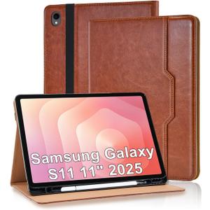 Case for Samsung Galaxy S11 11 inch 2025 PU Leather with Multi-Angle Viewing S Pen Holder Flip Cover for Galaxy S11 Protective, Brow