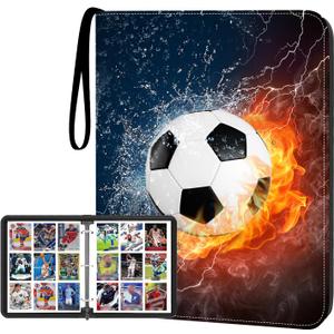 Trading Card Binder with Sleeve, 900 Pockets Soccer Card Binder Sports Cards Storage Organizer for Football Baseball or Game Trading Cards with 50 Removable Sleeves Cards Collector Album