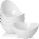 19 Ounces Ceramic Serving Bowls, Sturdy Porcelain White Oval Salad Bowls, Stackable Food Server Fruit Display Dishes for Party Dinner, Microwave and Dishwasher Safe, Set of 6 (6.5 inch)