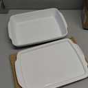 Gibson Home Gracious Dining 2.6-Qt White Stoneware Covered Baking Dish w/Multi-Purpose Lid  12.7" x 9" Rectangular Oven Safe Casserole, Lasagna & Roasting Baker, Lid Doubles as Serveware or Trivet