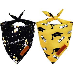 Realeaf Graduation Dog Bandanas 2 Pack, Reversible Pet Scarf for Boy and Girl, Premium Durable Fabric, Holiday Bandana for Small Medium Large and XLarge Dogs (Graduation, X-Large)