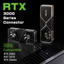 EZDIY-FAB RTX 3000 Series 12 Pin to Dual 8 Pin PCIe Sleeved Extension Cable 300 MM- Connector for NVIDIA Ampere GEFORCE RTX 3060ti 3070 3080 FE Funder Edition- White