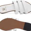 Women's Flat Sandals Dressy Open Toe Round Toe Slide Sandals Comfortable Casual Beach Slip on Slippers for Summer (White, XL)